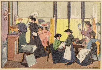 La Modiste, The Milliner (renkli taş) by French School