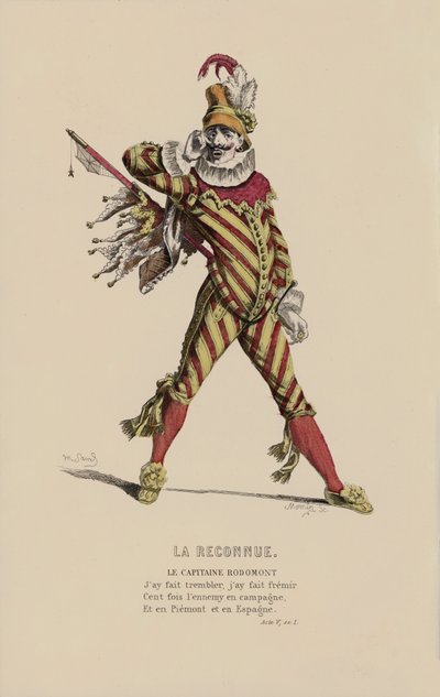 Tanınan, Kaptan Rodomont (renkli gravür) by French School