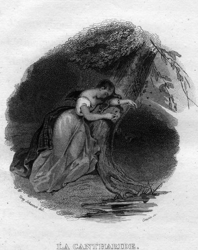 Fransız şair ve söz yazarı Pierre Jean de Beranger (1780-1857) tarafından “Oeuvres tamamlıyor” (1834) adlı eserinde La cantharid Chanson de Beranger. by French School