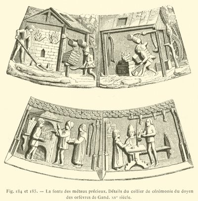 Değerli metallerin eritilmesi (gravür) by French School