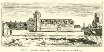 1720 civarında büyük ahır; bir zaman gravürünün ardından by French School