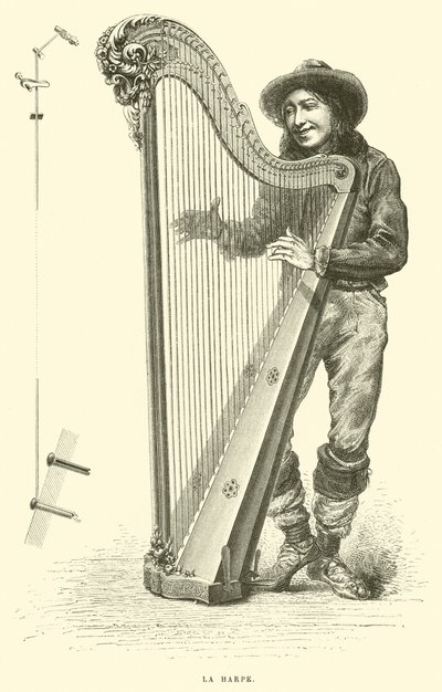 La harpe (gravür) by French School