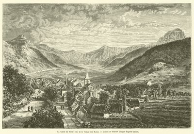 Mont-Dore vadisi ve Les Bains köyü (gravür) by French School