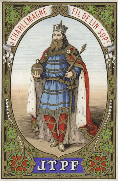 Charlemagne ipliği için etiket by French School