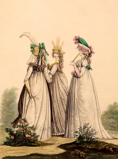 Günlük giyimli bayanlar - Modes Anglaises, 1795 by French School