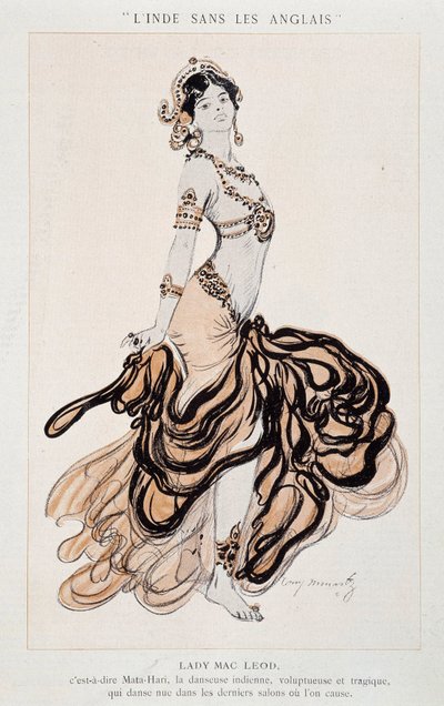 Lady Mac Leod, yani Mata Hari dans ediyor - 24/06/1905 tarihli "La Vie Parisienne "de (gravür) by French School