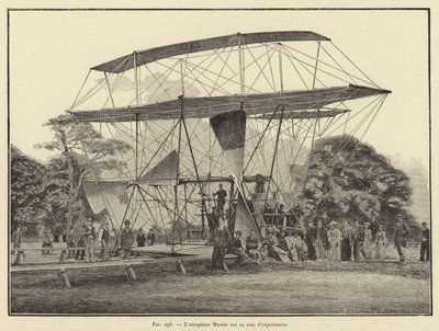 Maxim uçağı deneyler yolunda (gravür) by French School
