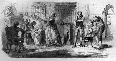 Kraliçenin kolyesi meselesi: Madame de la Motte (1756-1791) Maurice Lachatre tarafından “Yüzyıllar boyunca Papalar-Krallar-Kraliçeler-ve-İmparatorların Tarihi”nde Gravür by French School