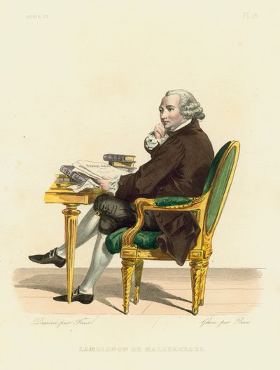 Lamoignon de Malesherbes (renkli gravür) by French School