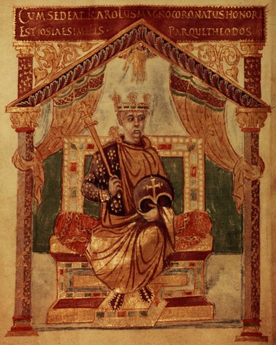 Lat 1152 f.3v Charlemagne (Carolus Magnus, Büyük Charles) (747-814) Frank Kralı ve Batı
