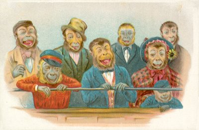 Gülen maymunlar (chromolitho) by French School