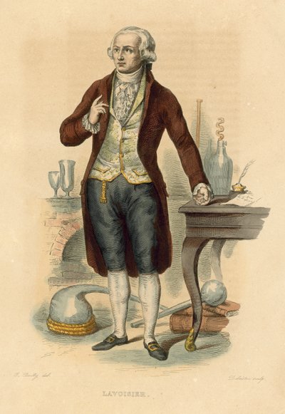 Lavoisier (renkli gravür) by French School