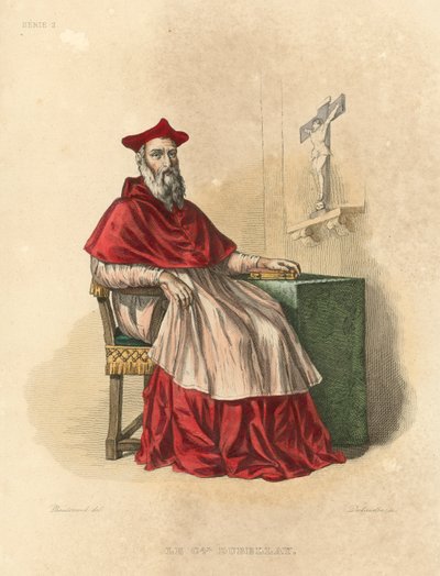 Le Cardinal Dubellay (renkli gravür) by French School