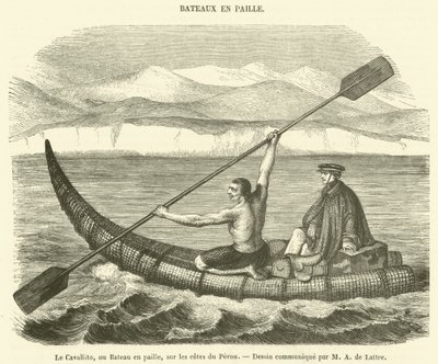 Peru kıyılarında Cavallito veya Hasır Tekne (gravür) by French School