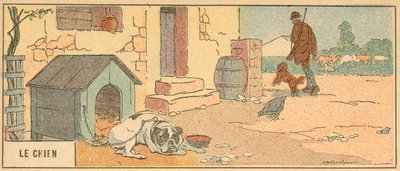 Le Chien (renkli taş baskı) by French School