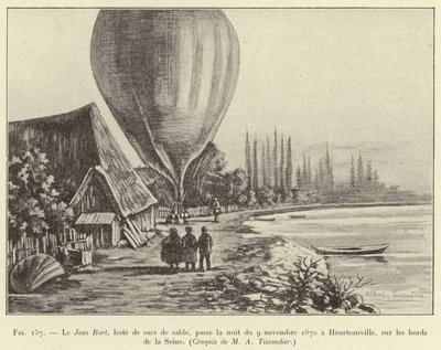 Kum torbalarıyla ağırlaştırılmış Jean Bart, 9 Kasım 1870 gecesini Seine kıyısında Heurteauville