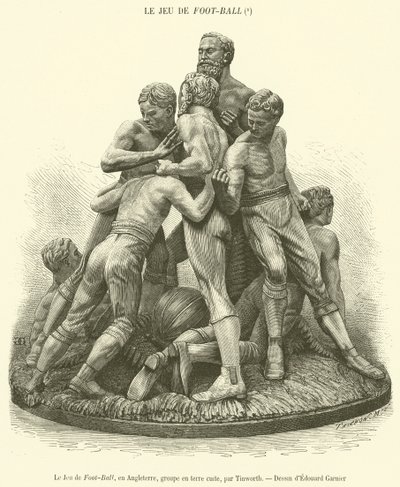 The Game of Foot-ball, İngiltere, pişmiş toprak grubu (gravür) by French School