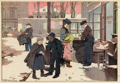Le Marchand De Marrons, Kestane Satıcısı (renkli taş) by French School