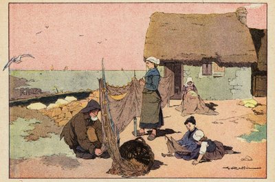 Le Pecheur, Balıkçı (renkli taş) by French School