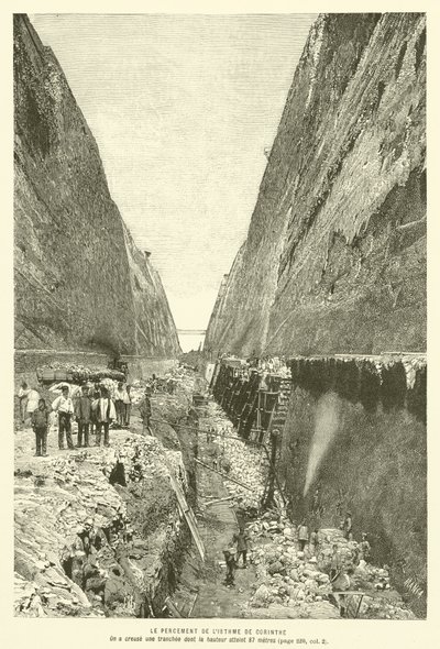 Korint Kıstağının Delinmesi (gravür) by French School