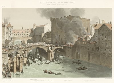 Petit-Chatelet ve Petit-Pont, 27 Nisan 1718 Yangınından Sonra by French School
