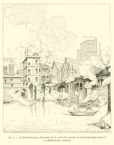 Petit-Pont, 27 Nisan 1718 yangınından sonra, Milli Kütüphane