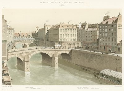 Petit-Pont ve Place du Petit-Pont, 1830 by French School