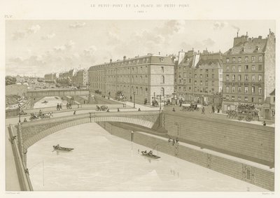Petit-Pont ve Place du Petit-Pont, 1880 by French School