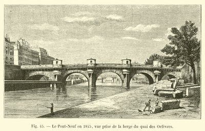 1845 yılında Pont-Neuf, Quai des Orfevres kıyısından alınan görünüm by French School