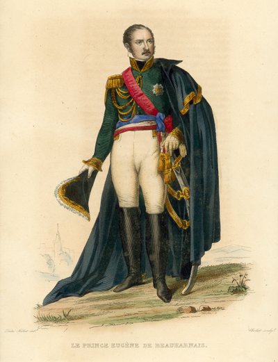 Le Prince Eugene de Beauharnais (renkli gravür) by French School