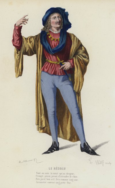 Le Resolu (renkli gravür) by French School