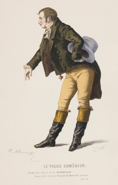 Le Vieux Comedien, Sahne XIII (renkli gravür) by French School