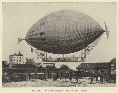 Augusto Severo tarafından yapılan Pax zeplin balonu (gravür) by French School
