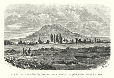 Crons de Vertus mezarlığı, Marne, kazılar sırasında çekilen görünüm by French School