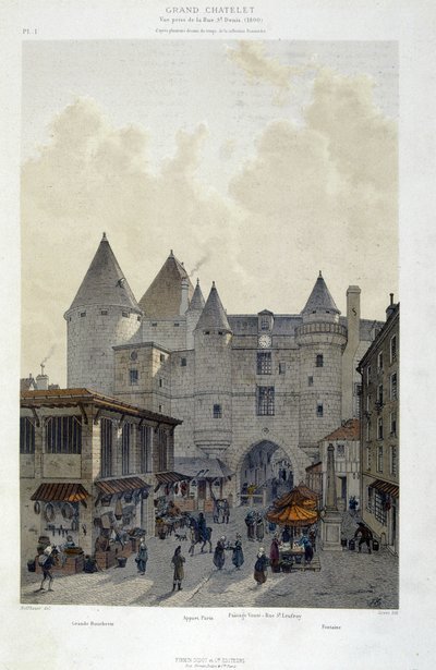 1800 yılında rue St Denis tarafından Le grand Chatelet - “Çağlar boyunca Paris: tapınak ve rue Royale”de, 19. yüzyılın sonlarında by French School