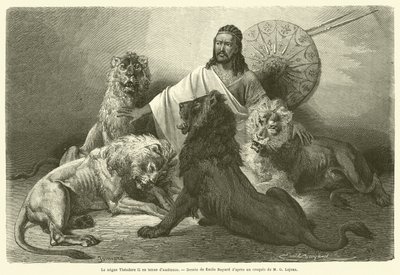 Mahkeme kıyafetleri içinde negus Theodore II (gravür) by French School