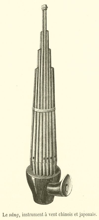 Kan, Çin ve Japon nefesli çalgısı (gravür) by French School