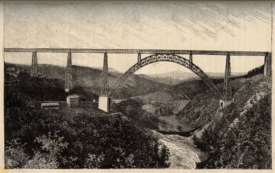 Garabit viyadüğü - Cantal - Auvergne-Rhone-Alpes - “” PATRIE” de gravür - LUCIEN HUARD TARAFINDAN 6 CİLTTE FRANSA PACUREQUIREQUE AÇIKLAMASI - 19. yüzyıl sonu by French School