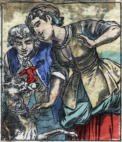 Brobdingnag devlerinin ülkesinde Lemuel Gulliver. Jonathan Swift (1667-1745) tarafından “” Gulliver