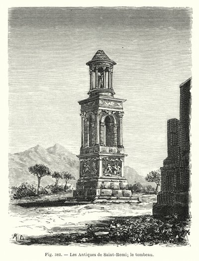 Saint-Remi Antikaları; mezar (gravür) by French School