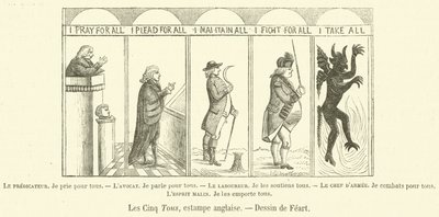 The Five All, İngilizce baskı (gravür) by French School