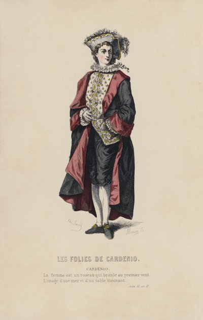 Les Folies De Cardenio, Cardenio (renkli gravür) by French School