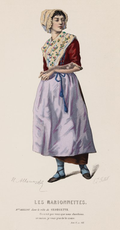 The Puppets, Act V, Sc VIII (renkli gravür) by French School