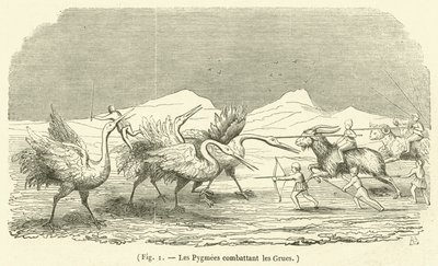 Turnalarla Savaşan Pigmeler (gravür) by French School
