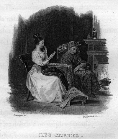 Fransız şair ve söz yazarı Pierre Jean de Beranger (1780-1857) tarafından yazılan “Oeuvres Completes” (1834) eserindeki Chanson de Beranger kartları. by French School