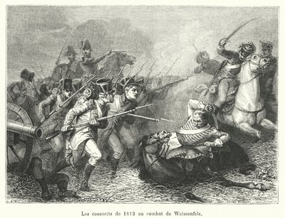 Weissenfels savaşında 1813 askere alınanlar (gravür) by French School