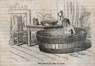 Banyo hareketleri - 19. yüzyılda hijyen - bir kasede banyo - "La Sante Universelle - Guide Medical des Familles" 1852