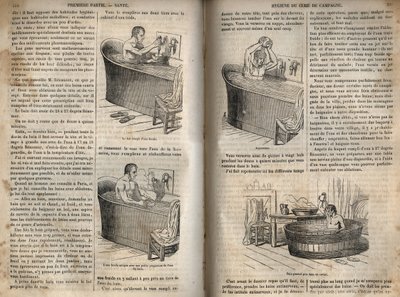 Banyo hareketleri - 19. yüzyılda hijyen - küvetteki adam - "La Sante Universelle - Guide Medical des Familles" 1852