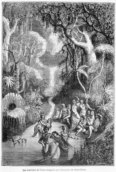 Fransız yazar (1737-1814) Henri Bernardin de Saint Pierre (Saint-Pierre veya St-Pierre) tarafından hayal edilen Venüs sakinleri - Camille Flammarion, ed. Marpon ve Flammarion, Paris by French School