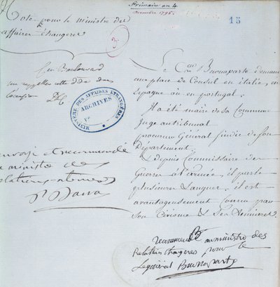 Napolyon Bonapart (1769-1821) tarafından kardeşi Joseph (1768-1844) için imzalanmış tavsiye mektubu Aralık 1795 by French School